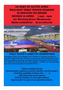 Active April Ballarat Table Tennis