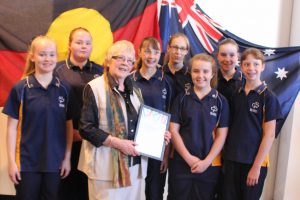 Girl Guides with Australia Day award recipient Annie Jean Smail