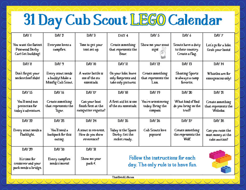 LEGO Cub Scout Calendar