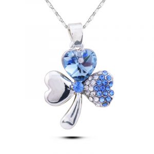N129 Austrian Crystal Trefoil Necklace Silver Color Jewelry Allergy Free Fashion Necklaces Women 2017 Fashion Necklaces